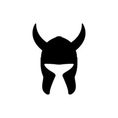 Viking Helmet Silhouette. Black and White Icon Design Element on Isolated White Background