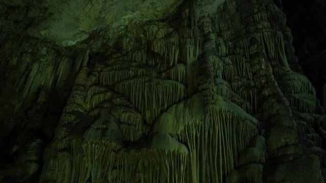 The cave of Zeus full of stalactites.A depths and a green cave.Up to down shot