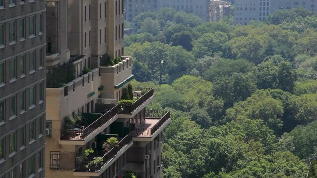 Balconies overseeing Central Park in Manhattan.