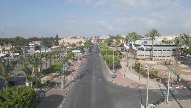 aerial shot of the main entrancing at netivot city, israel