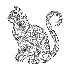 Mandala Cat Coloring Page For Kids