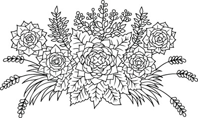 Design Vector Outline Flower Plant