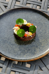 Fine dining tartare on the plate