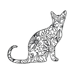Mandala Cat Coloring Page For Kids