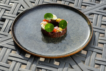 Fine dining tartare on the plate