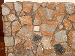 Yellow stone wall pattern, tile texture brick background