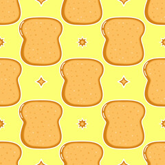 Cute funny sliced toast bread pattern character. Vector hand drawn cartoon kawaii character illustration icon. Isolated on white background. Sliced toast bread character concept
