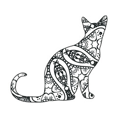 Mandala Cat Coloring Page For Kids