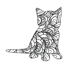 Mandala Cat Coloring Page For Kids