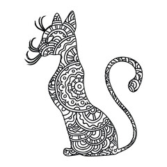 Mandala Cat Coloring Page For Kids