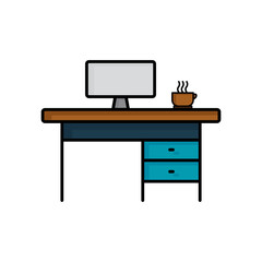 table vector with screen. Suitable for workspace symbol. Filled line icon style. simple design editable. Design simple illustration