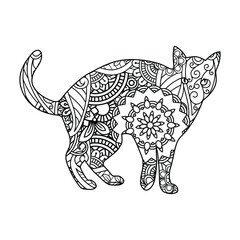 Mandala Cat Coloring Page For Kids