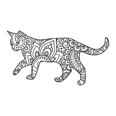Mandala Cat Coloring Page For Kids