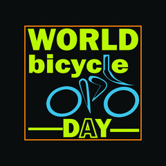 World Bicycle Day  typography t-shirt Premium Vector