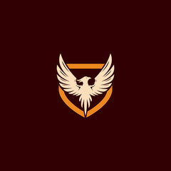Obraz premium Phoenix and Shield logo or icon design