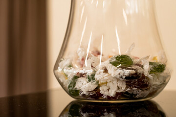 glass jar with colorful candies