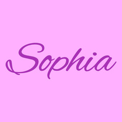 The female name is Sophia. Background with the inscription - Sophia. A postcard for Sophia. Congratulations for Sophia.