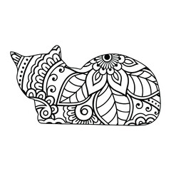 Mandala Cat Coloring Page For Kids