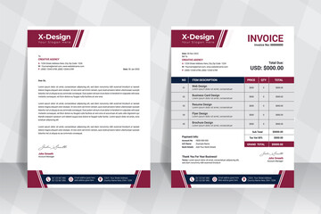Corporate business letterhead and invoice template, business branding identity design template