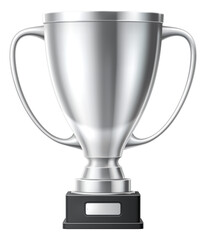 Realistic silver cup. Shiny metal award mockup