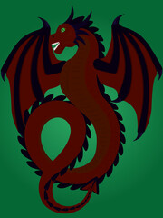 Red and black flying dragon vector illustration