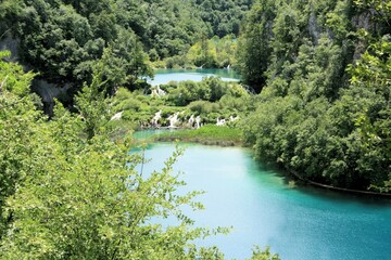 Fototapeta na wymiar view on the lakes and waterfalls in N.P. Plitvice, Croatia