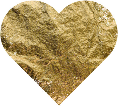 gold foil heart illustration with transparent background