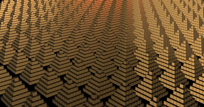 Aerial View Golden Pyramides 3d animation