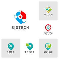 Set of Bio tech Point logo template, Molecule, DNA, Atom, Medical or Science Logo Design Vector
