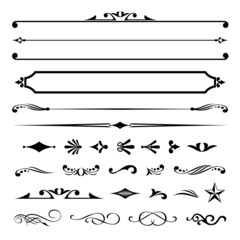 A large collection of old western design elements, embellishment, borders and divider lines.