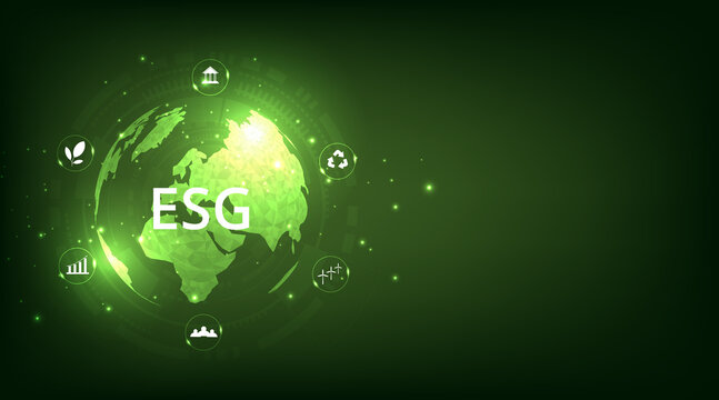  Green earth ESG icon for Environment Social and Governance. Solving environmental, social and management problems with icons. World sustainable environment concept.