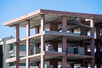 Part of a building under construction.