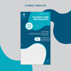 Animal health care Social media stories template with simple elegant modern style. Design backgrounds for social media stories. Vector illustration