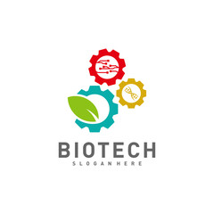 Bio tech with gear logo template, Molecule, DNA, Atom, Medical or Science Logo Design Vector