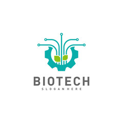 Bio tech with gear logo template, Molecule, DNA, Atom, Medical or Science Logo Design Vector