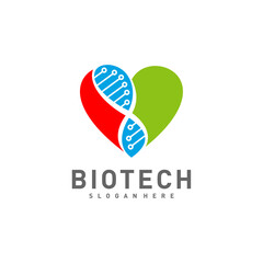 Love Bio tech logo template, Molecule, DNA, Atom, Medical or Science Logo Design Vector