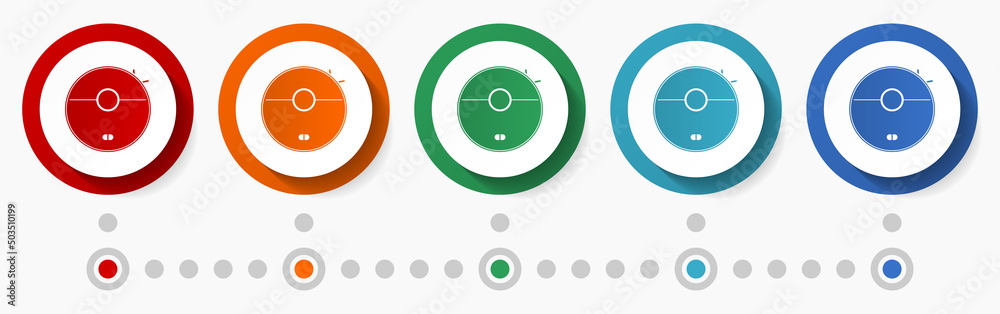 Poster vacuum cleaner concept vector icon set, infographic template, flat design circle colorful web button