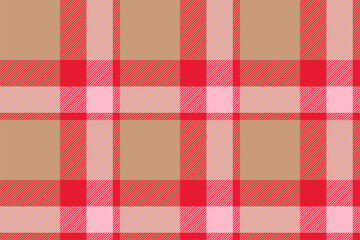 Plaid background, check seamless pattern in red. Vector fabric texture for textile print, wrapping paper, gift card or wallpaper.