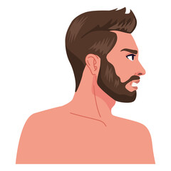 bearded naked man profile