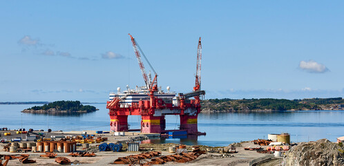 Oil drilling platform in the Norwegian Sea.