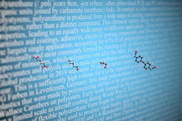Molecular model of polyurethane, 3D rendering - obrazy, fototapety, plakaty