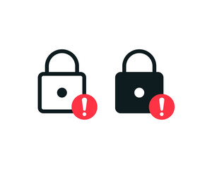 Padlock warning error sign. Vector illustration