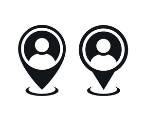 Map pin with user person icon. Vector illustration