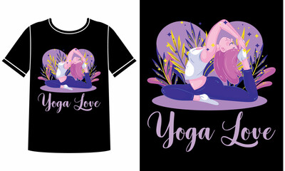 Yoga love t shirt design template