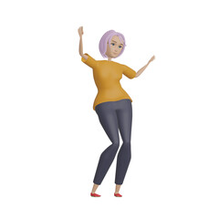 Modern active fashion girl. 3D rendering, 3D illustration.