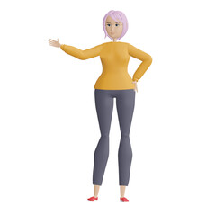 Modern active fashion girl. 3D rendering, 3D illustration.