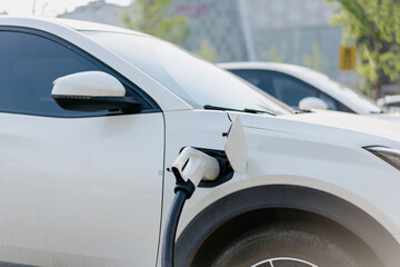 electric car charging in the station