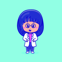 Cute cartoon girl doctor in vector illustration. Isolated human vector. Flat cartoon style