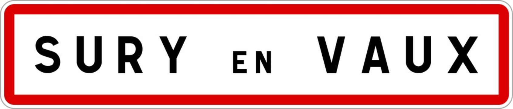 Panneau entr&eacute;e ville agglom&eacute;ration Sury-en-Vaux / Town entrance sign Sury-en-Vaux