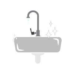 Clean washbasin icon. Kitchen or bathroom sink vector illustration. 